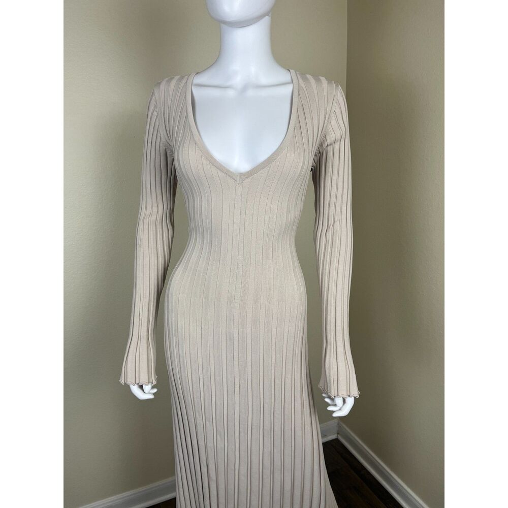 DISSH Women Size S Stone Reign Sleeved Ribbed Knit Maxi Sweater Bodycon Dress - Picture 6 of 17